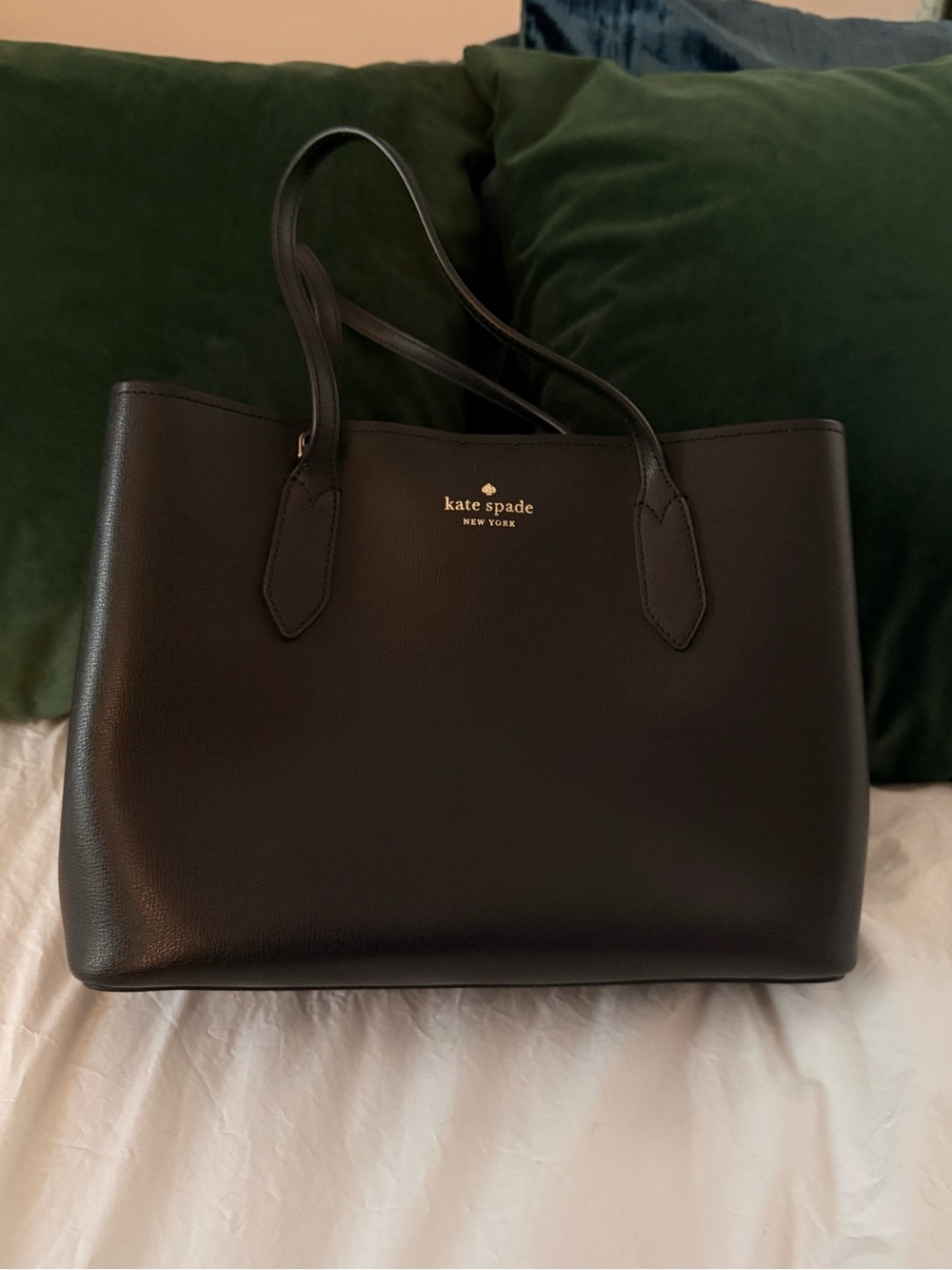 Kate Spade Harper Satchel Black Leather Crossbody Top Handle with Gold Hardware